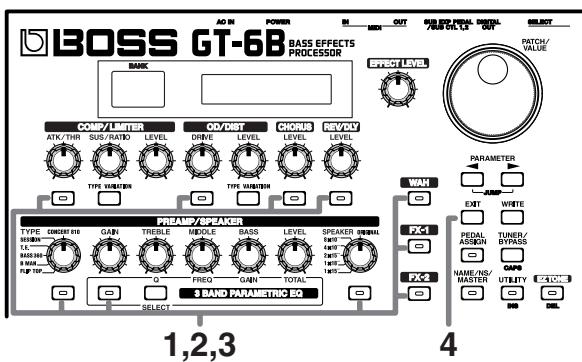 ROLAND GT-6B - Using the Buttons to Switch Effects On and Off - 1