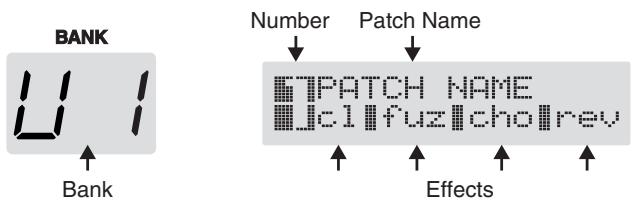 ROLAND GT-6B - About the Information Appearing in the Display - 1