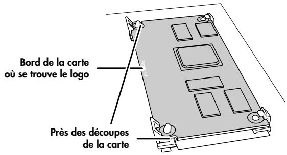 Bord de la carte où se trouve le logo Près des découpes de la carte
