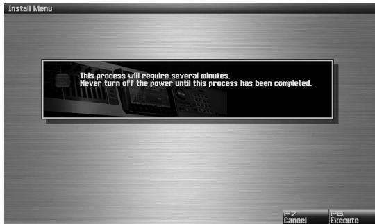 This process will require several minutes. Never turn off the power until this process has been completed.