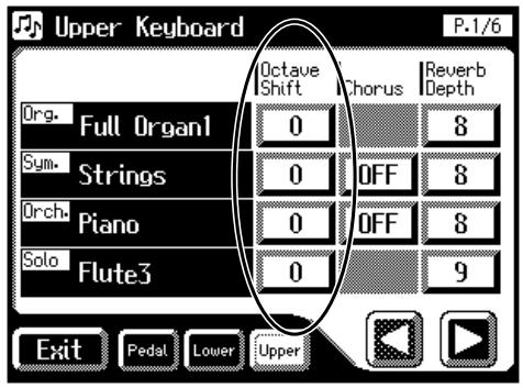 ROLAND AT-60SL - Touch the part display of the part whose Octave Shift settings you wish to change. - 1