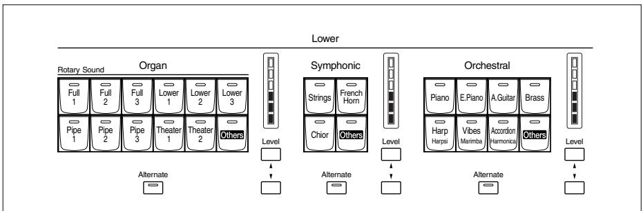 ROLAND AT-60SL - Functions of the Upper/Lower/Pedal Bass Sound Select Buttons - 2