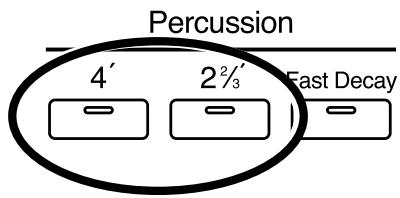 ROLAND AT-800 - Press the Percussion [4'] button or [2 2/3'] button (indicator lit). - 1