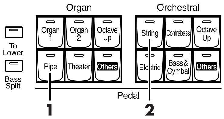 ROLAND AT-800 - Example: Select "Pipe Org. Bs" for the Pedal Organ part, and select "Str.Bass Pdl" for the Pedal Orchestral part - 1