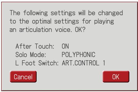 ROLAND AT-800 - In the articulation voice select screen, touch . - 2