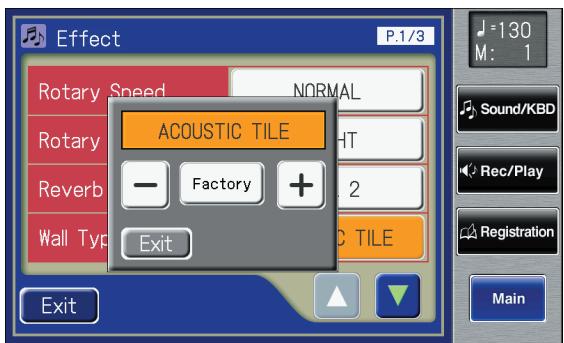 ROLAND AT-800 - Touch the value setting buttons for Wall Type to adjust the setting. - 1
