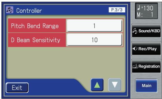 ROLAND AT-800 - Touch <> to display the D Beam Sensitivity. - 1