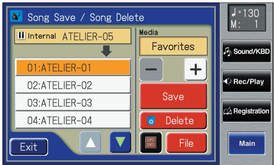 ROLAND AT-800 - Deleting Performance Songs Stored on "Favorites" or the USB Memory - 1