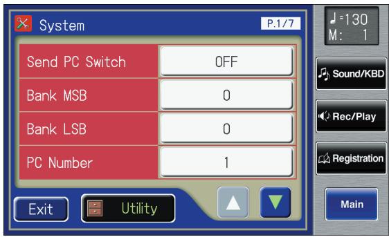 ROLAND AT-800 - Touch <> to display the Send PC Switch. - 1