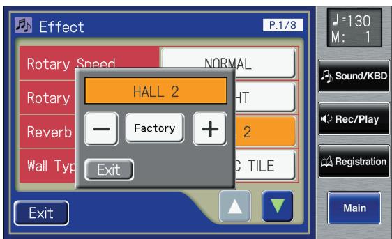 ROLAND AT-800 - Touch the value setting buttons for Reverb Type to adjust the setting. - 1