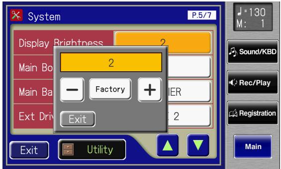 ROLAND AT-800 - Touch the Display Brightness setting. - 1