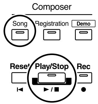 ROLAND AT-800 - While holding down the [Song] button, press the [Play/Stop] button. - 1
