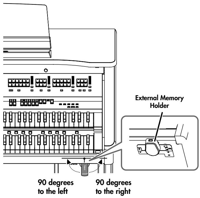 ROLAND AT-800 - Grasp the External Memory connector holder and turn it 90 degrees to the left or right. - 1