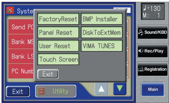 ROLAND AT-800 - In the System screen, touch  to open the Utility screen. - 1