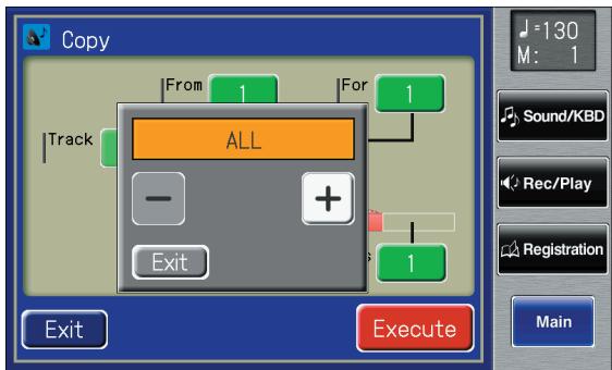 ROLAND AT-800 - Touch <-> <+> to set "Track" (the track to be copied). - 1