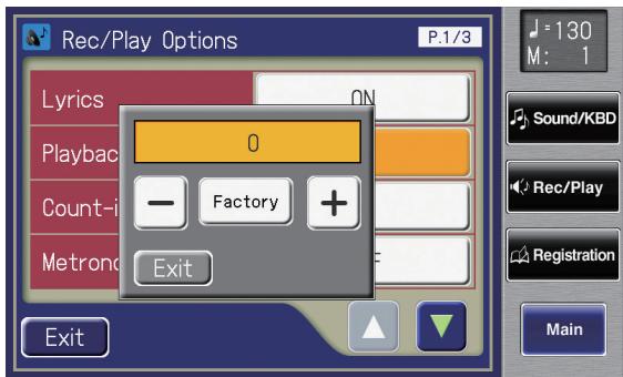 ROLAND AT-800 - Touch the Playback Transpose setting. - 1