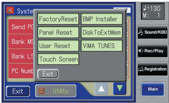 ROLAND AT-800 - In the System screen, touch  to open the Utility screen. - 1