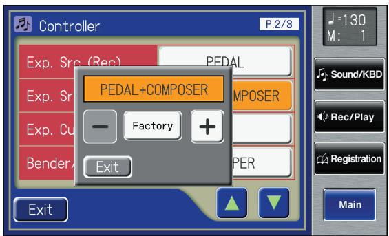ROLAND AT-800 - Touch the Exp. Src (Play) setting. - 1