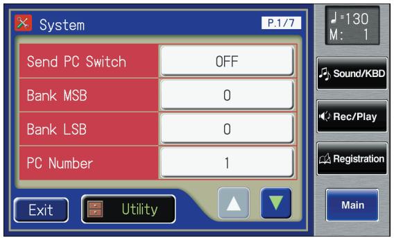 ROLAND AT-800 - Touch <> to display the Bank MSB (Bank Select MSB), Bank LSB (Bank Select LSB), or PC Number (Program Change Number). - 1