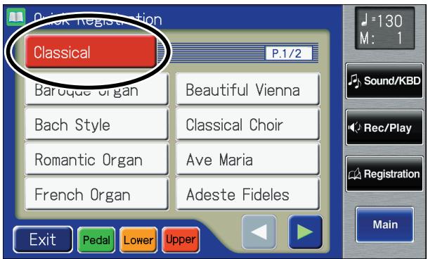 ROLAND AT-800 - Touch a button that shows a Quick Registration group. - 1