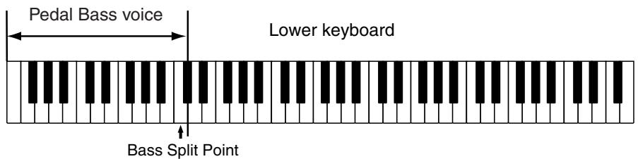 ROLAND AT-80SL - Using the Lower Keyboard to Play the Bass Voice ([Bass Split] Button) - 2