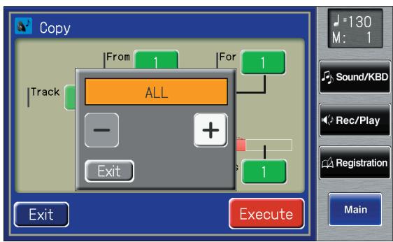 ROLAND AT-900C - Touch < - > < +> to set "Track" (the track to be copied). - 1
