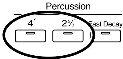 ROLAND AT-900C - Press the Percussion [4'] button or [2 2/3'] button (indicator lit). - 1
