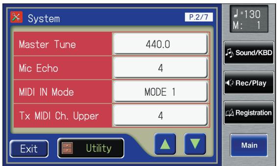 ROLAND AT-900C - Touch <><> to display the MIDI IN Mode. - 1
