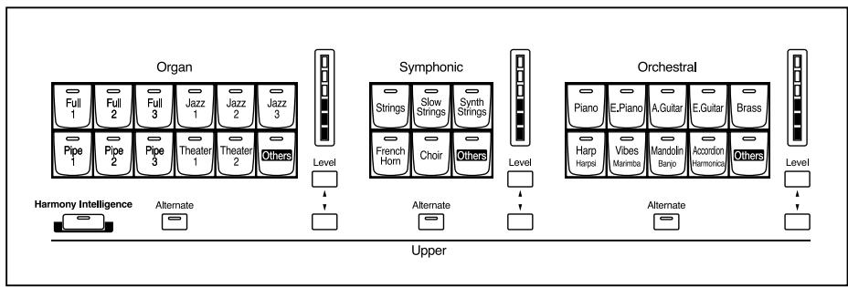 ROLAND AT-900C - Functions of the Upper/Lower/Pedal Bass Sound Select Buttons - 1