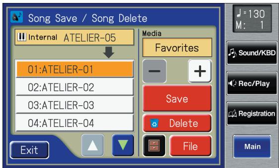 ROLAND AT-900C - Deleting Performance Songs Stored on "Favorites" or the USB Memory - 1