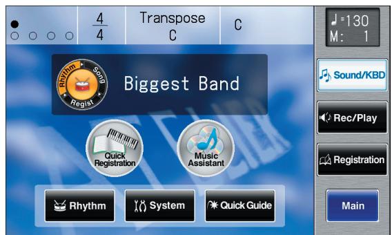 ROLAND AT-900C - Touch  on the Main screen. - 1