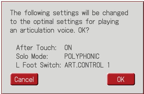 ROLAND AT-900C - In the articulation voice select screen, touch . - 2