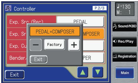 ROLAND AT-900C - Touch the Exp. Src (Play) setting. - 1