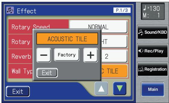 ROLAND AT-900C - Touch the value setting buttons for Wall Type to adjust the setting. - 1