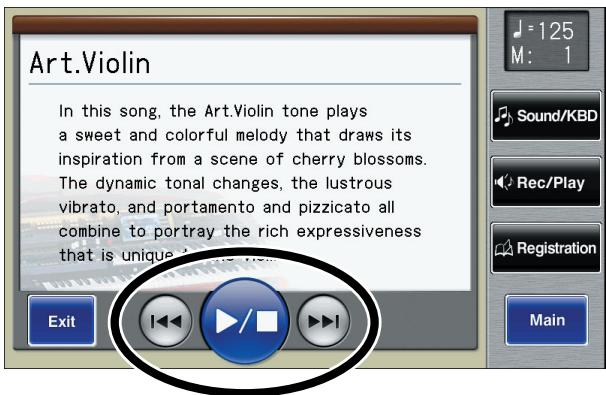 ROLAND AT-900C - Touch <口> or <口> on screen to select the demo song. - 1