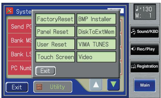ROLAND AT-900C - In the System screen, touch  to open the Utility screen. - 1