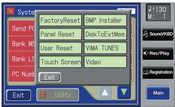 ROLAND AT-900C - In the System screen, touch  to open the Utility screen. - 1
