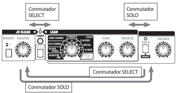 ROLAND CUBE-80X - Conmutación de la funciona SOLO y los canales LEAD y JC CLEAN - 1