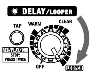ROLAND CUBE-80X - Set the DELAY/LOOPER knob at LOOPER. - 1