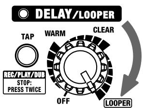 ROLAND CUBE-80X - Coloque o botão DELAY/LOOPER em LOOPER. - 1