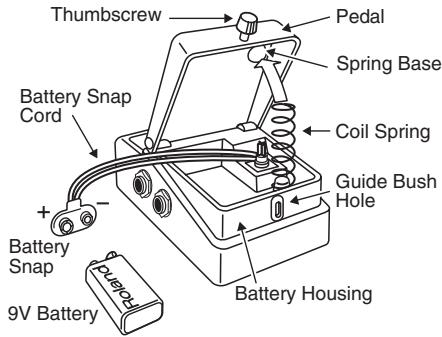 Thumbscrew Pedal Spring Base Battery Snap Cord Coil Spring Guide Bush Hole Battery SNAP 9V Battery Battery Housing