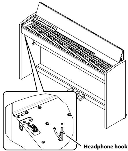 ROLAND F-110 - Attaching the Headphone Hook - 1