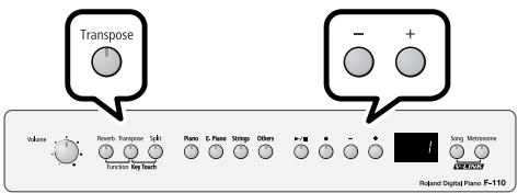 ROLAND F-110 - Changing the Key of the Keyboard (Transpose) - 1