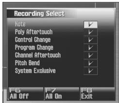 ROLAND FANTOM G6 - Selecting the Sequencer Data that will Be Recorded (Recording Select) - 1
