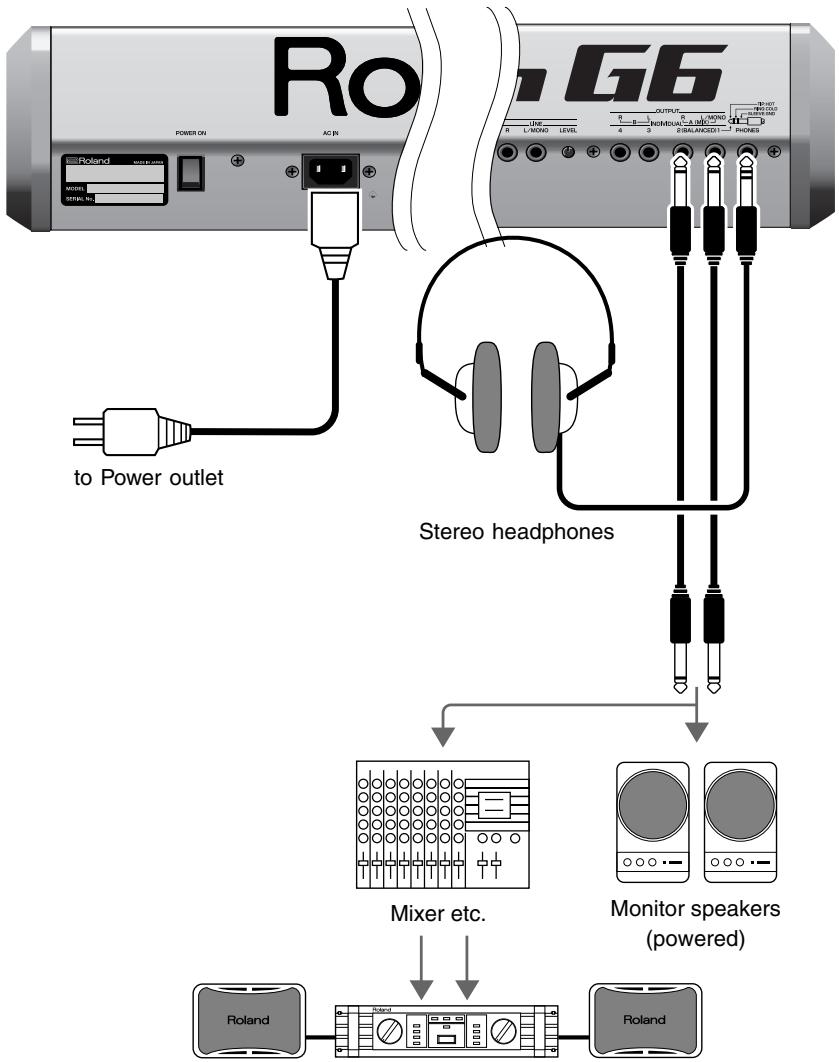 ROLAND FANTOM G6 - Connecting an Amp and Speaker System - 1