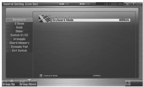 ROLAND FANTOM G6 - Selecting the Parameter Controlled by the Realtime Controllers or D Beam Controller (Control Setting) - 1