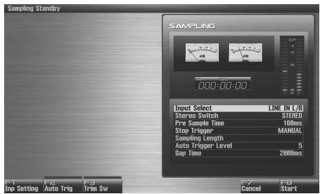 ROLAND FANTOM G6 - Make the settings for things such as the input source of the sound to be sampled, and triggering. - 1