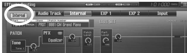 ROLAND FANTOM G6 - Specifying the effect applied to the external audio input or an audio track - 1