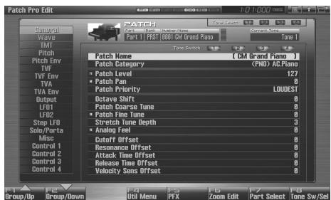 ROLAND FANTOM G6 - Changing the Settings of the Patch Assigned to a Part - 2