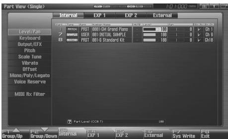 ROLAND FANTOM G6 - Part Settings (Part View) - 2